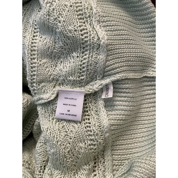 NY & Co Ladies Medium Tunic Sweater Open Weave Light Green Lightweight Pullover - Picture 6 of 7